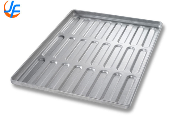 RK Bakeware China Foodservice 42465 تجاری 32 Mold Glazed Aluminized Steel Clustered Hot Dog Bun Pan پکیج های هلت داگ گلس شده از فولاد آلومینیزه