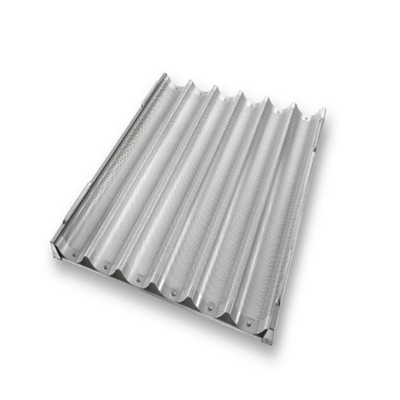 RK Bakeware China Foodservice NSF سیکونی شیشه ای 800*600mm 8 فلوت کانال آلومینیوم French Baguette Baking Tray