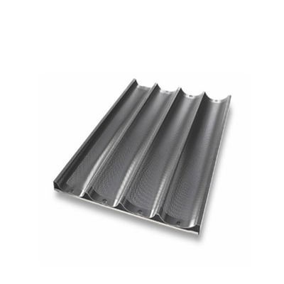 RK Bakeware China Foodservice NSF سیکونی شیشه ای 800*600mm 8 فلوت کانال آلومینیوم French Baguette Baking Tray