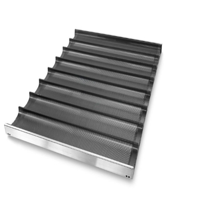 RK Bakeware China Foodservice NSF سیکونی شیشه ای 800*600mm 8 فلوت کانال آلومینیوم French Baguette Baking Tray