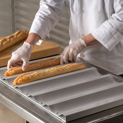 RK Bakeware China Foodservice NSF 5 Loaf Glazed Aluminum Baguette سینی پخت و پز نان فرانسوی